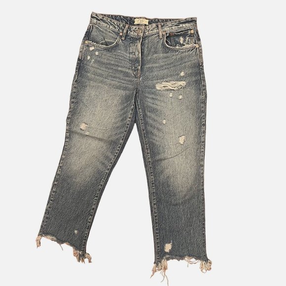 We The Free Denim - We The Free Jeans Women's Size 30 Medium Wash Distressed Fringe Edge